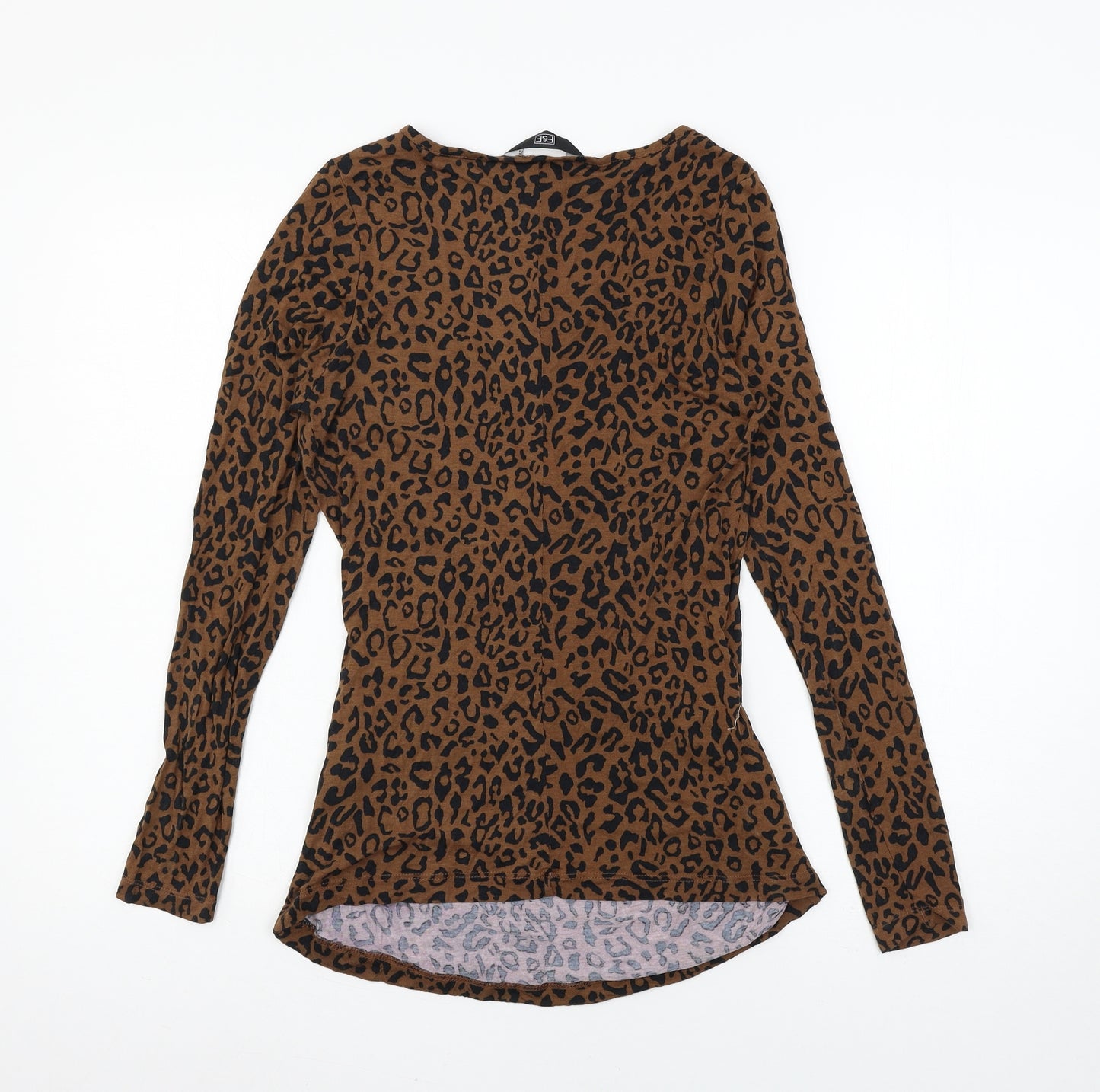 F&F Womens Brown Animal Print Jersey Basic T-Shirt Size 12