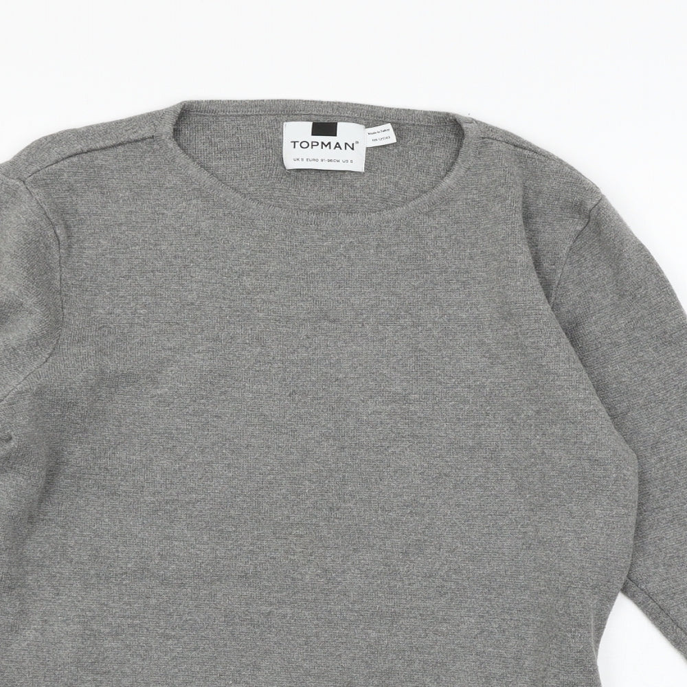 Topman Mens Grey  Knit Pullover Jumper Size S