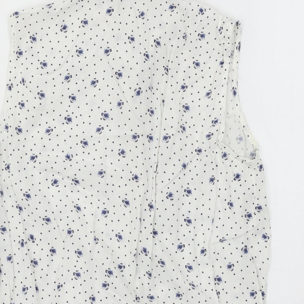 F&F Womens White Floral  Basic Blouse Size 12