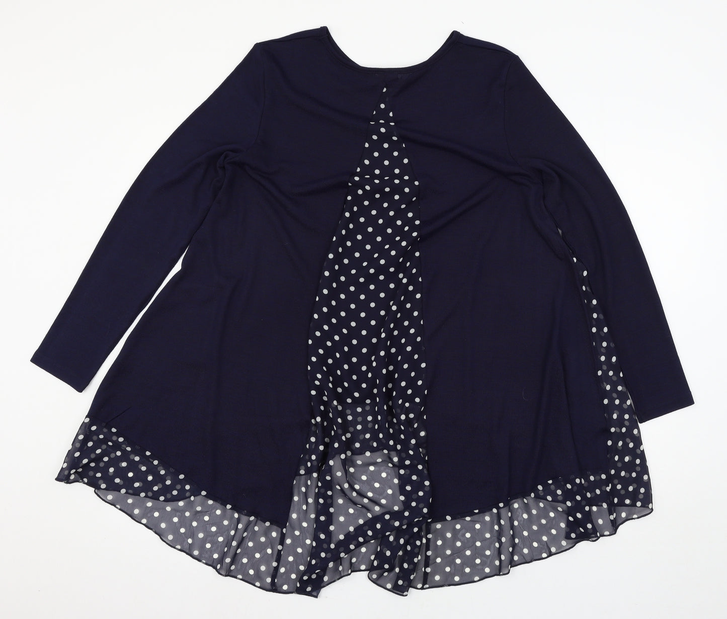 Mitsy Womens Blue Polka Dot Knit Pullover Jumper Size S