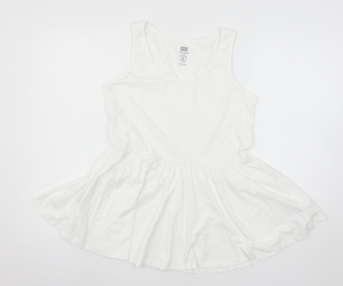 F&F Womens White  Jersey Basic T-Shirt Size 8