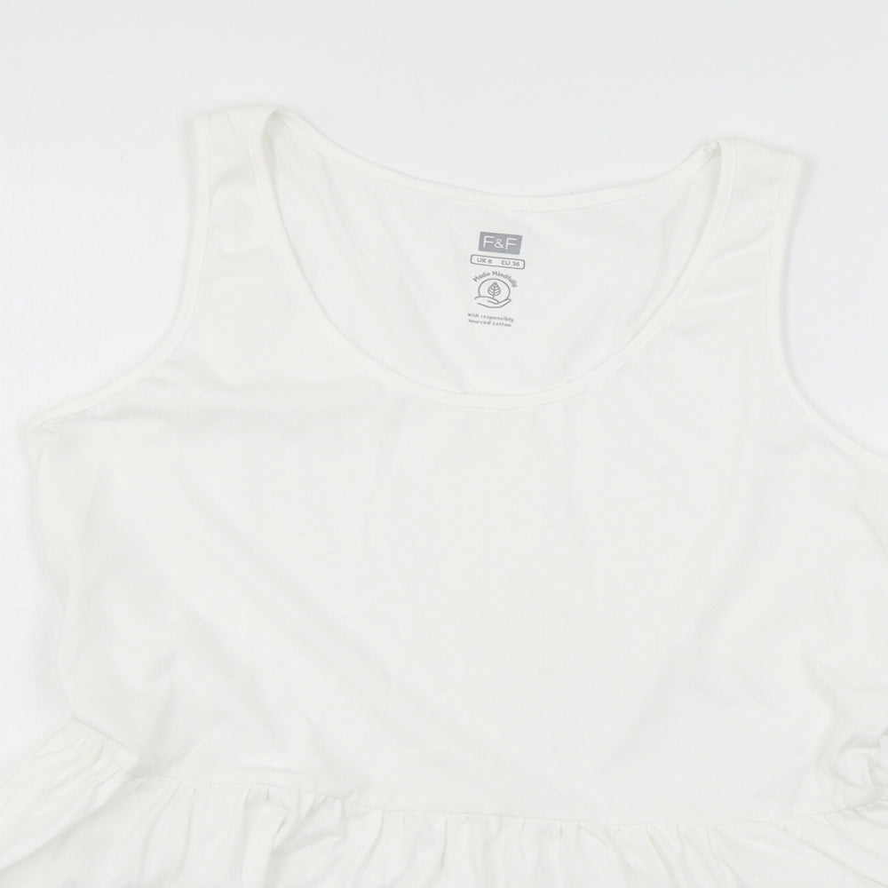 F&F Womens White  Jersey Basic T-Shirt Size 8