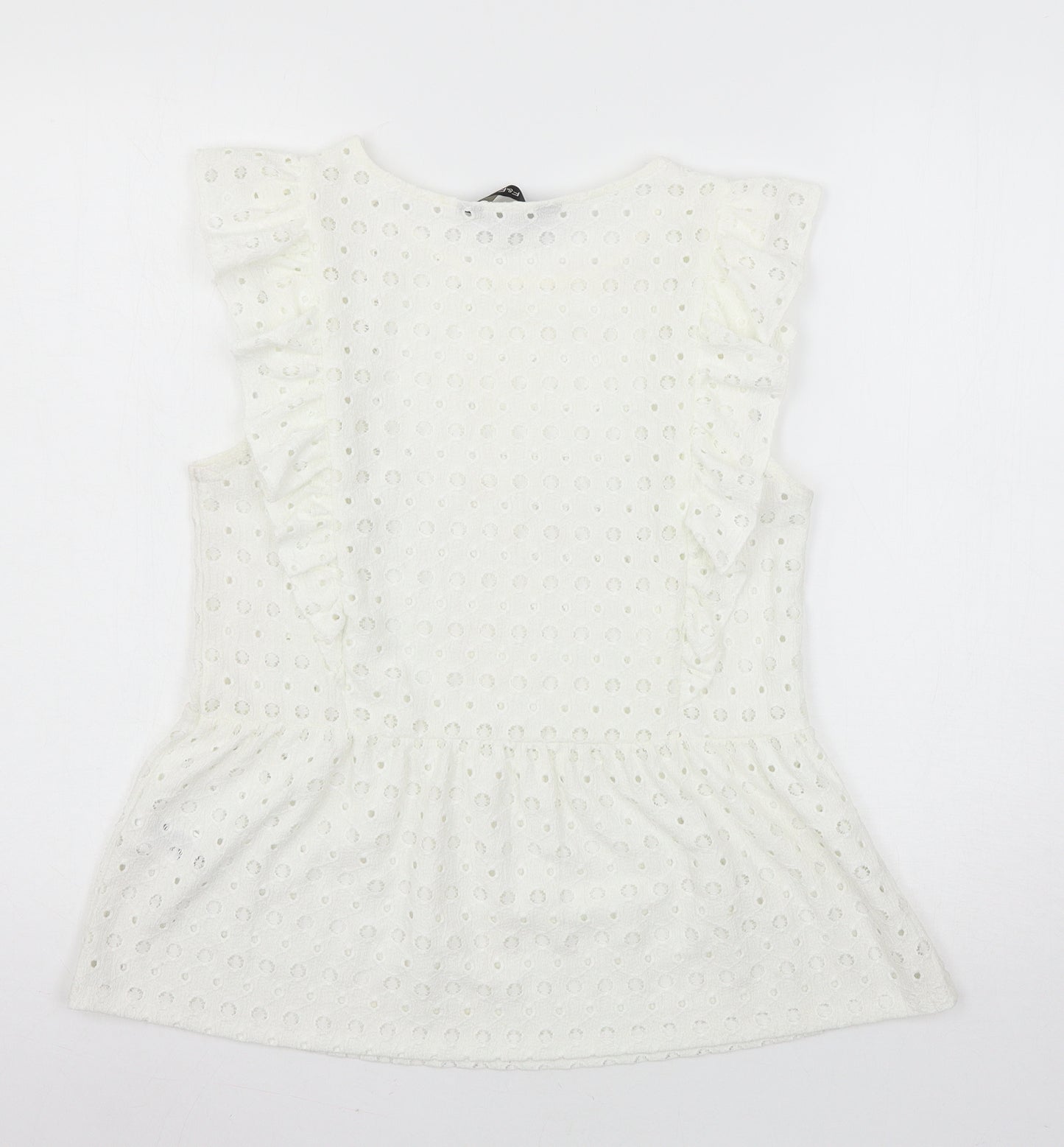 F&F Womens Ivory Geometric Lace Basic T-Shirt Size 10