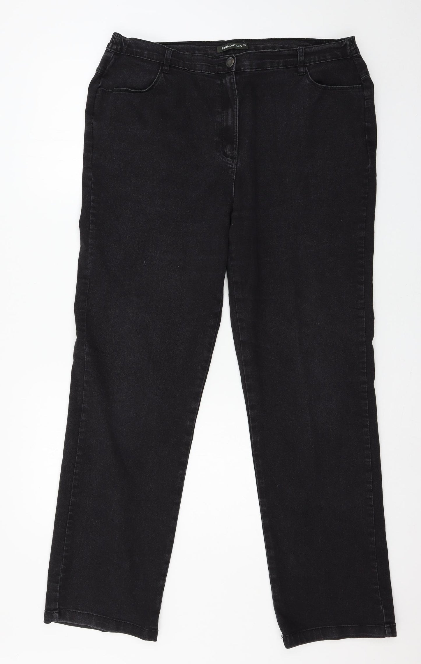 Bonmarché Womens Black  Denim Straight Jeans Size 18 L30 in
