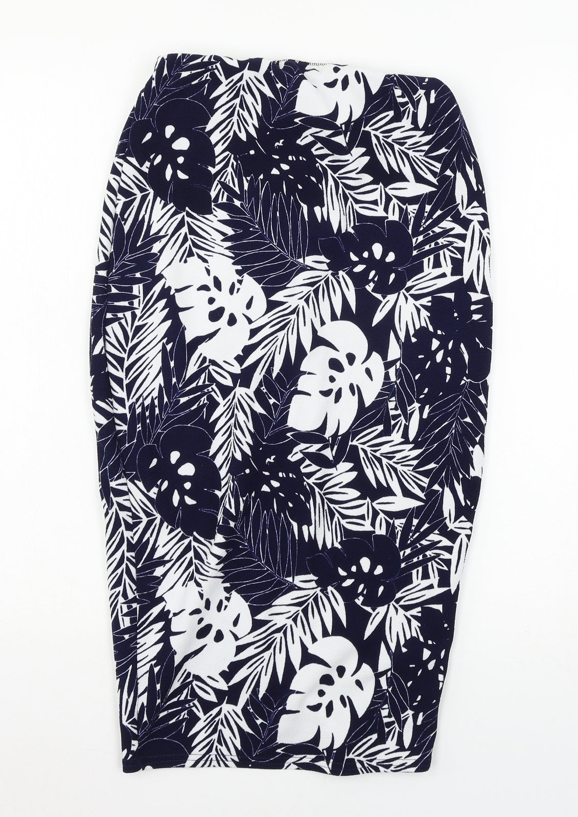 Boohoo Womens Blue Floral Jersey Straight & Pencil Skirt Size 10