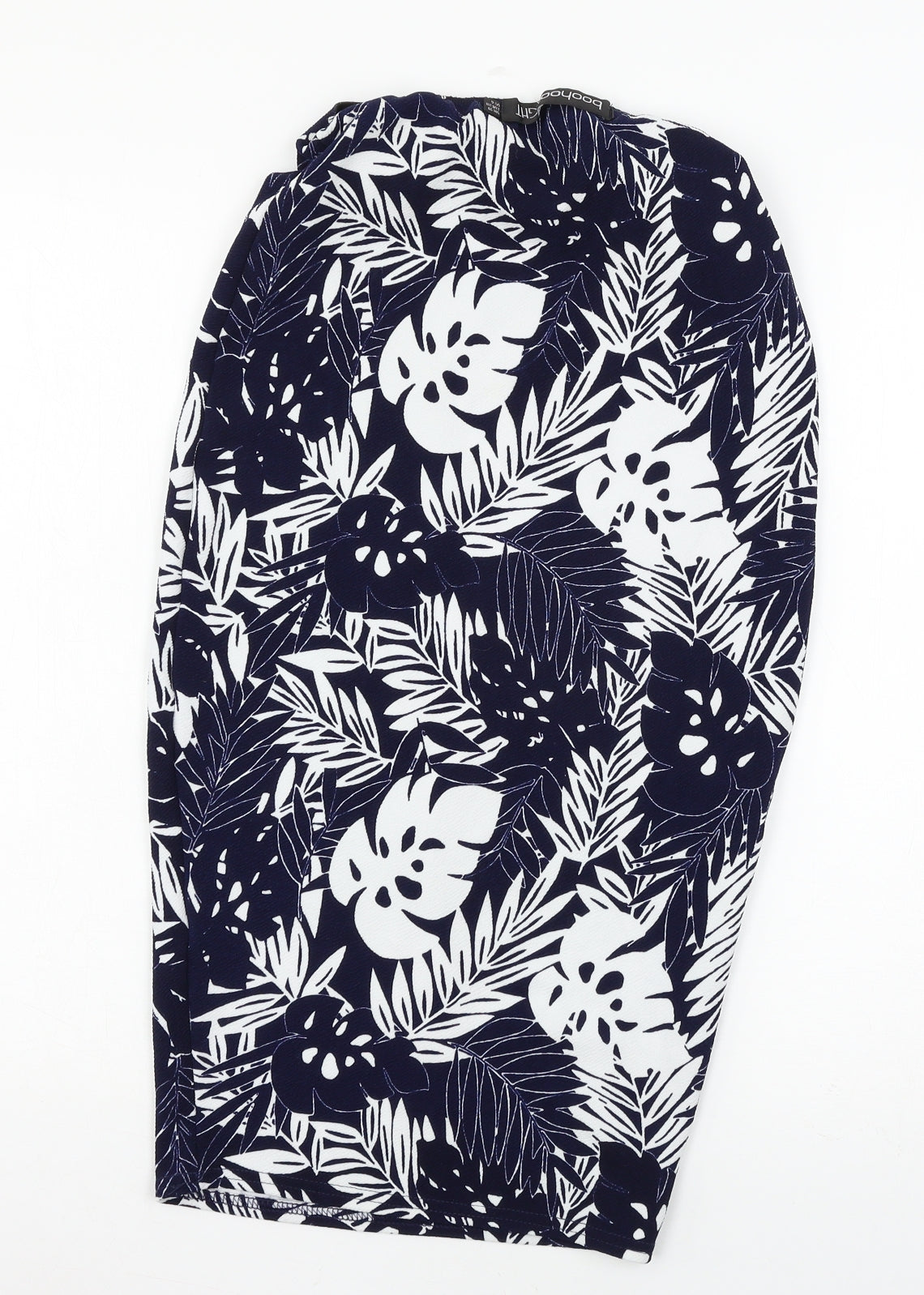 Boohoo Womens Blue Floral Jersey Straight & Pencil Skirt Size 10