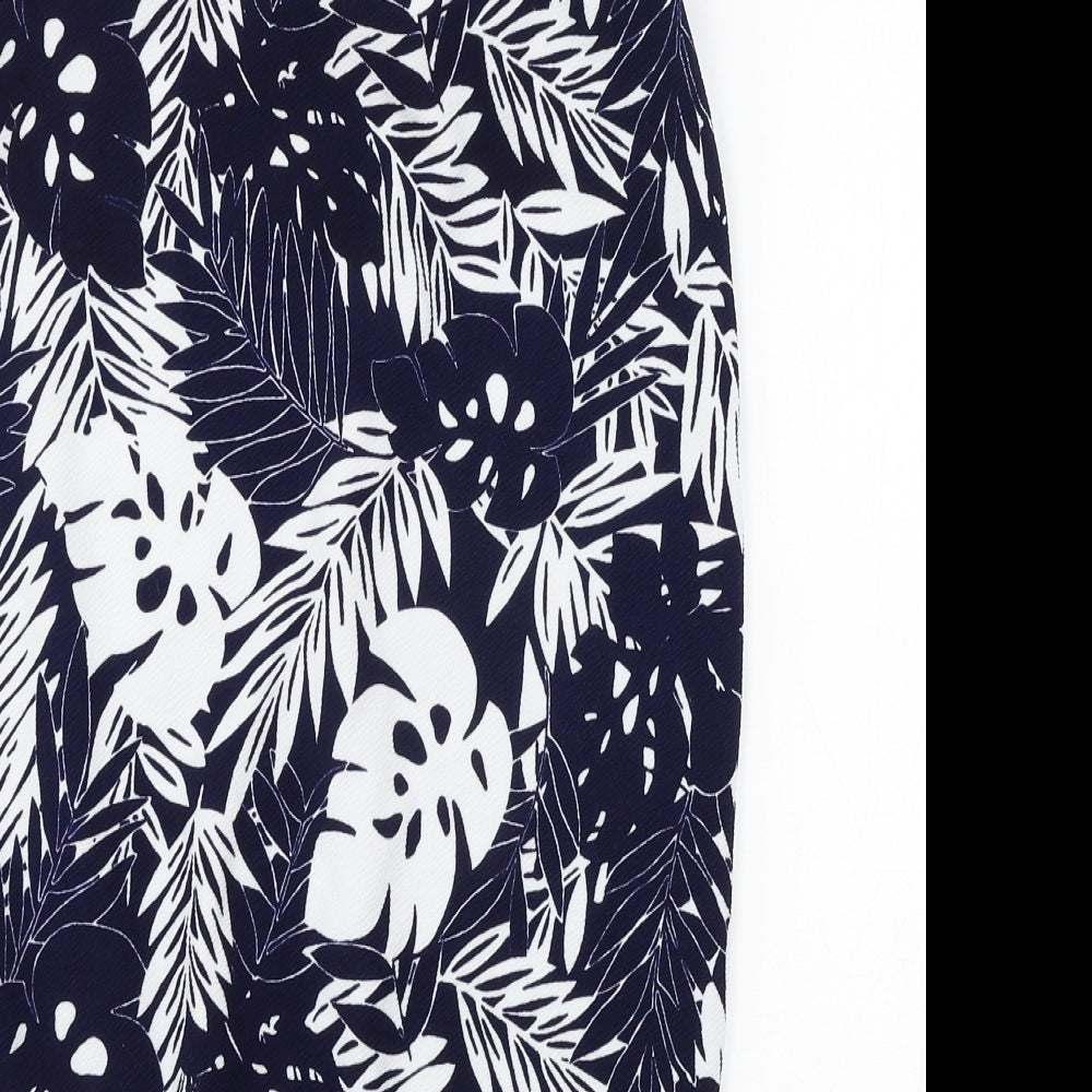 Boohoo Womens Blue Floral Jersey Straight & Pencil Skirt Size 10