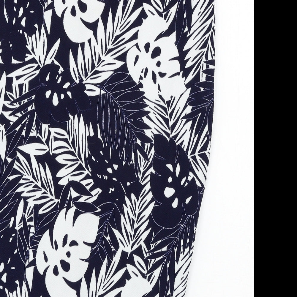 Boohoo Womens Blue Floral Jersey Straight & Pencil Skirt Size 10