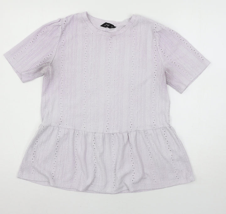 F&F Womens Purple  Jersey Basic T-Shirt Size 12