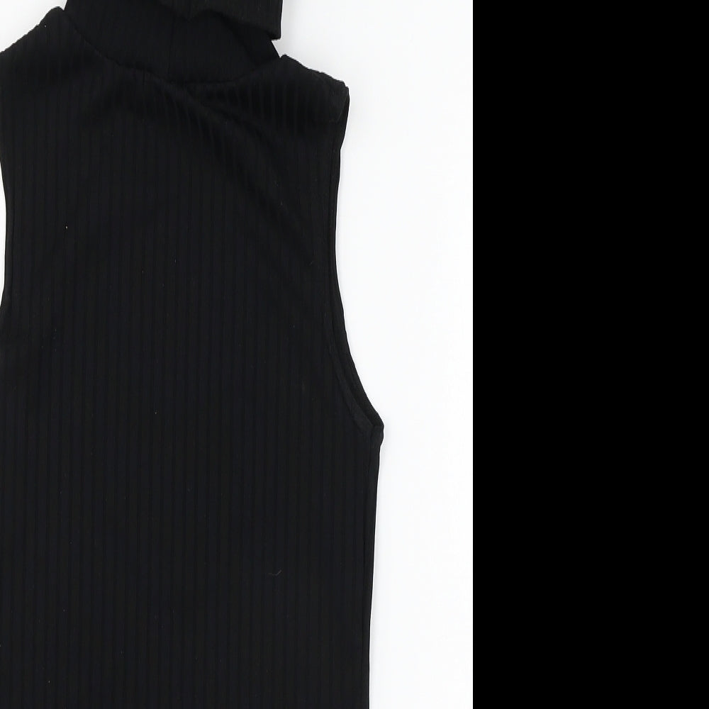 PRETTYLITTLETHING Womens Black  Jersey Bodysuit One-Piece Size 10