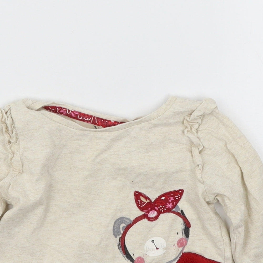 Nutmeg Girls Ivory Geometric Jersey Basic T-Shirt Size 3-4 Years  - Bear