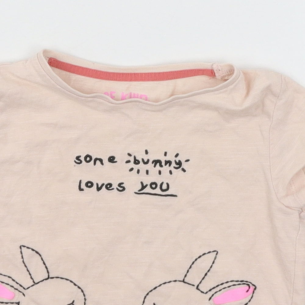 F&F Girls Pink  Jersey Basic T-Shirt Size 3-4 Years  - Rabbits