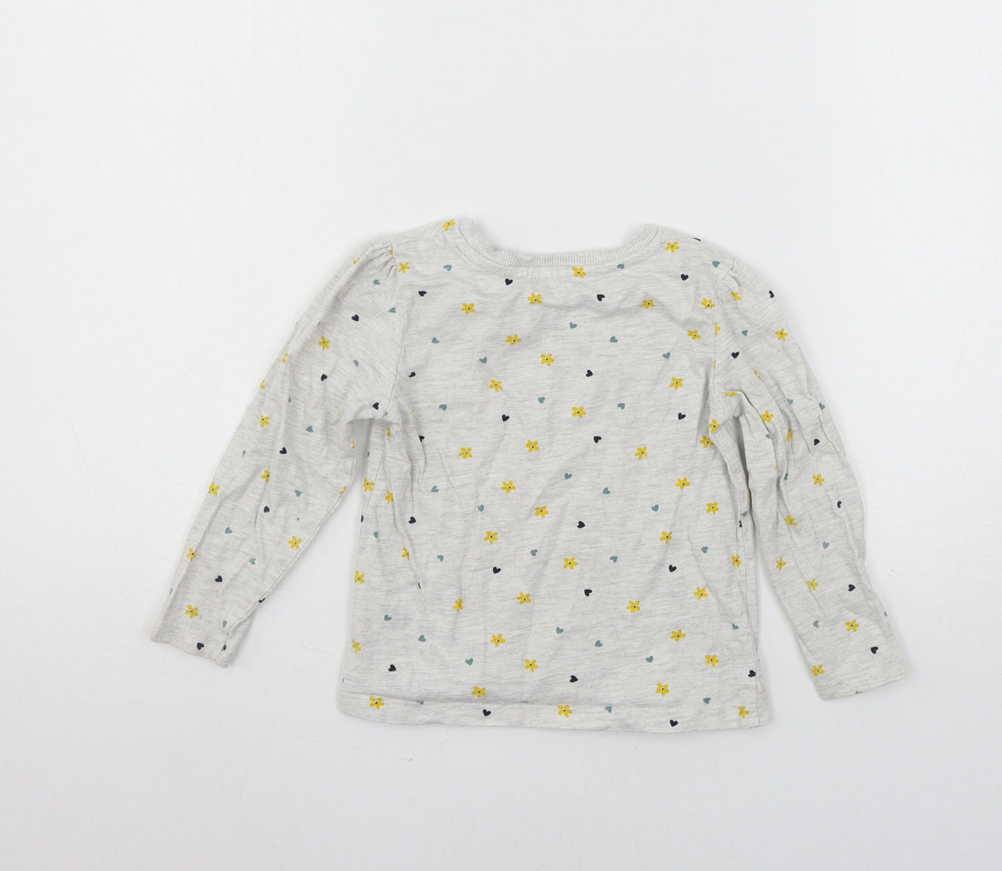 George Girls Grey Geometric Jersey Basic T-Shirt Size 3-4 Years