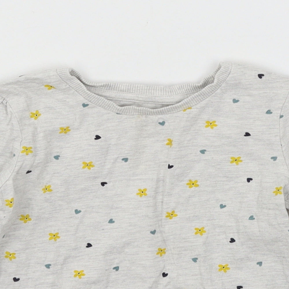 George Girls Grey Geometric Jersey Basic T-Shirt Size 3-4 Years