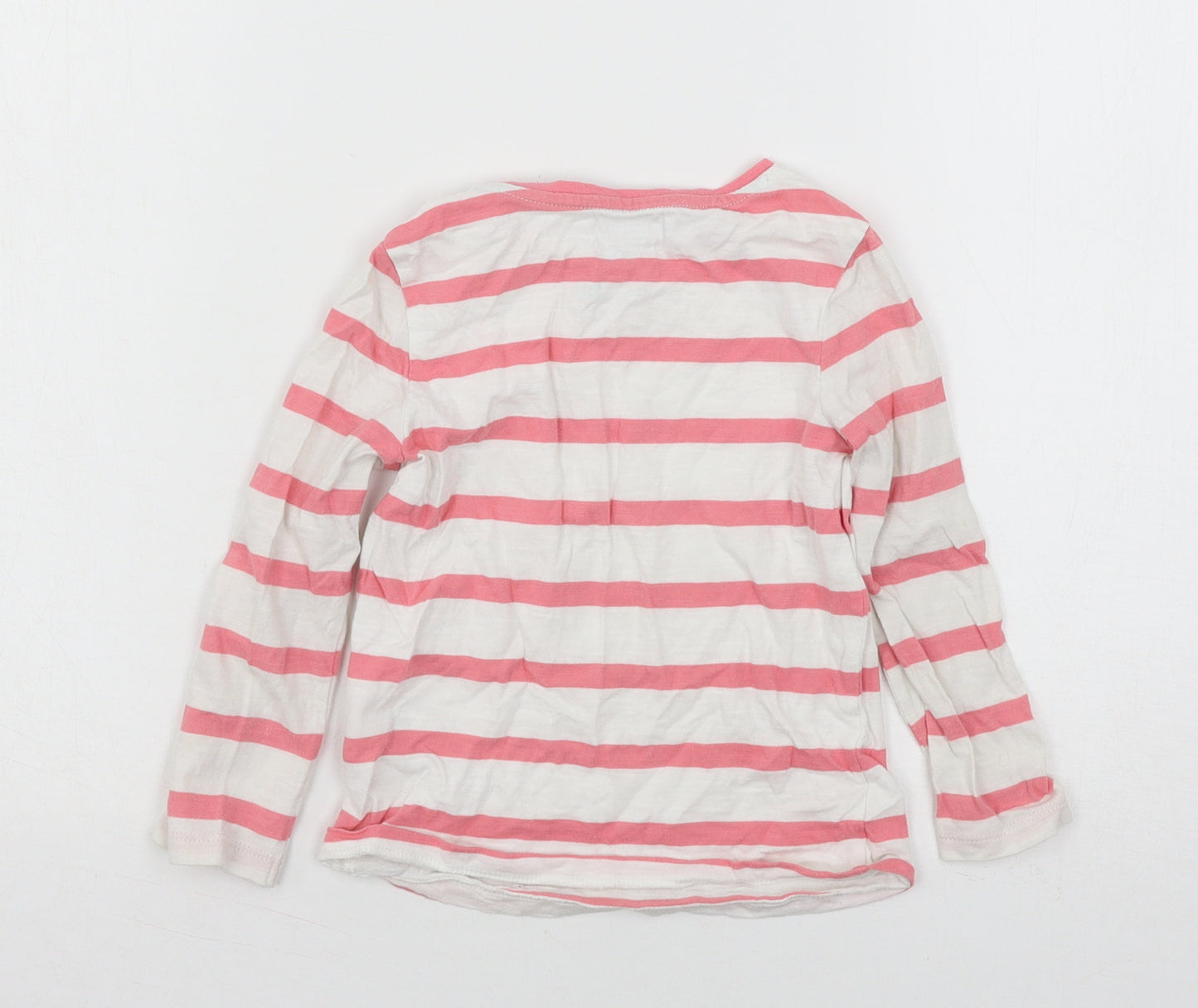 F&F Girls White Striped Jersey Basic T-Shirt Size 3-4 Years