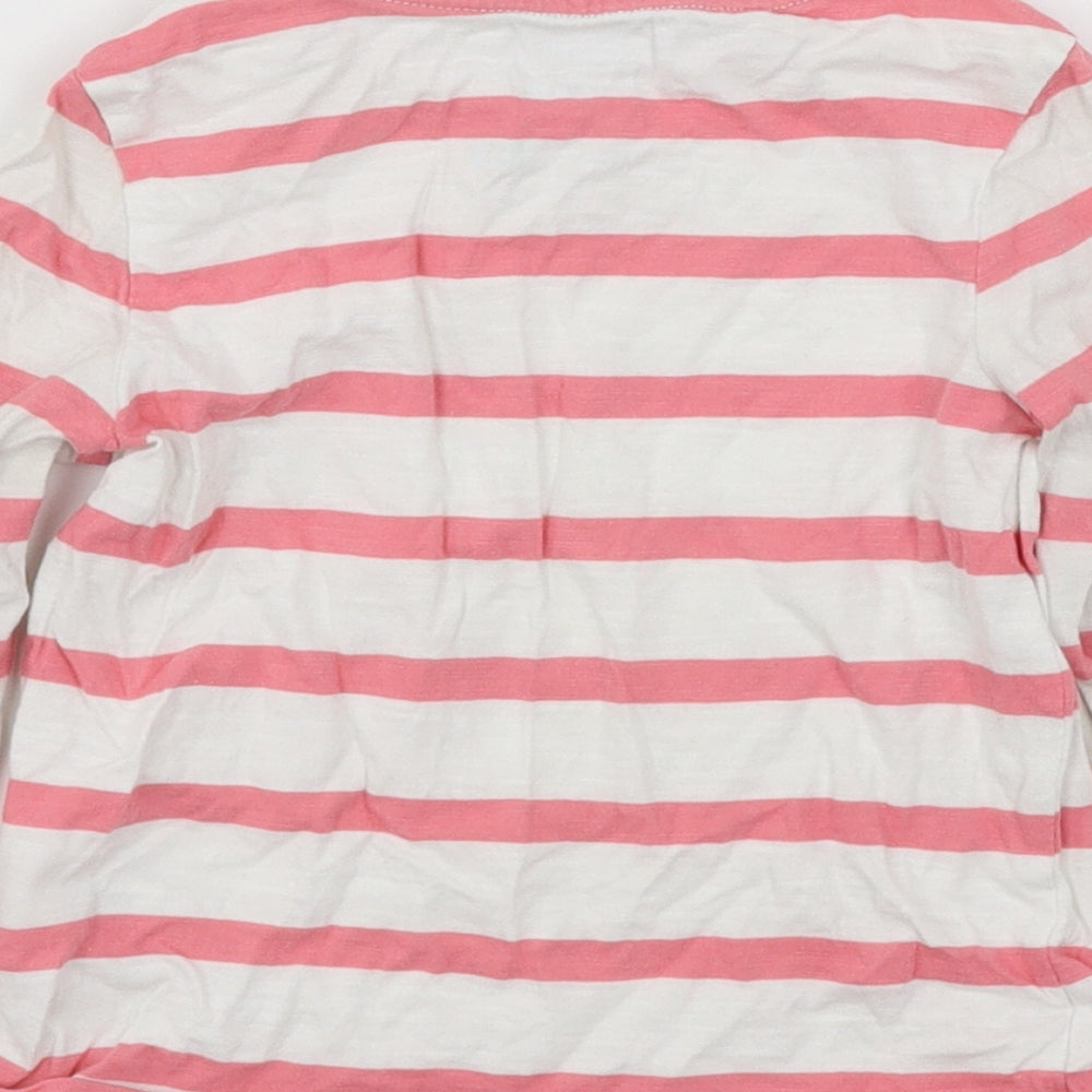 F&F Girls White Striped Jersey Basic T-Shirt Size 3-4 Years