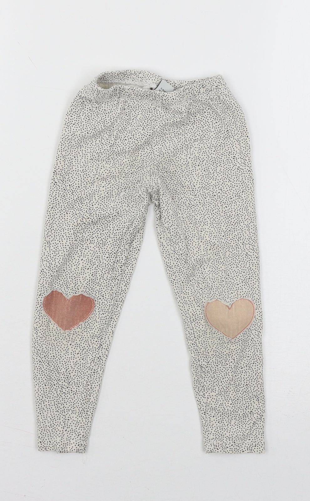 TU Girls White Polka Dot Jersey Jogger Trousers Size 3-4 Years