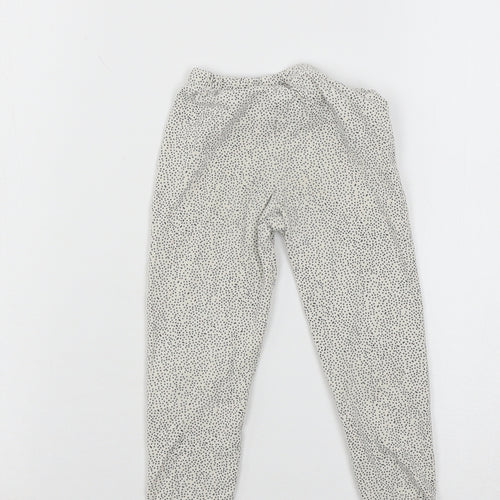 TU Girls White Polka Dot Jersey Jogger Trousers Size 3-4 Years