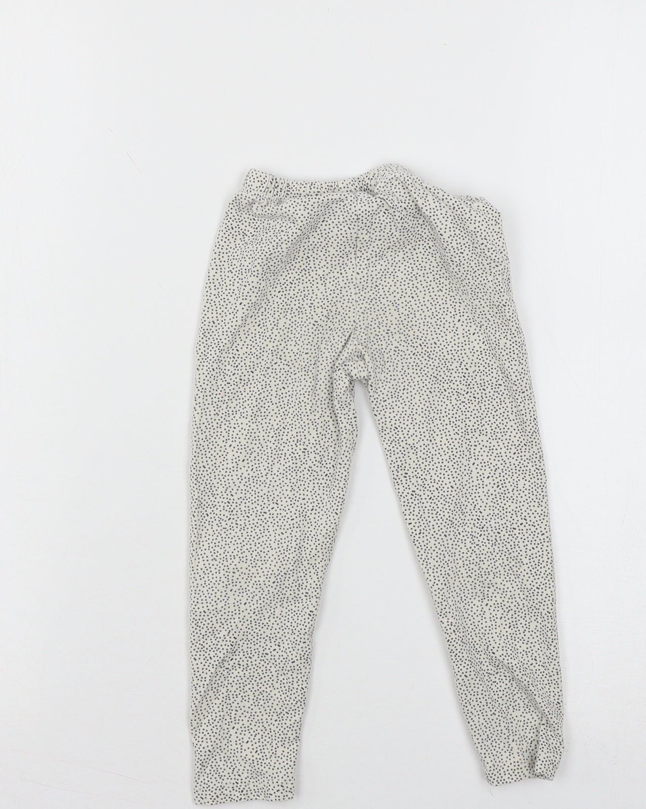 TU Girls White Polka Dot Jersey Jogger Trousers Size 3-4 Years