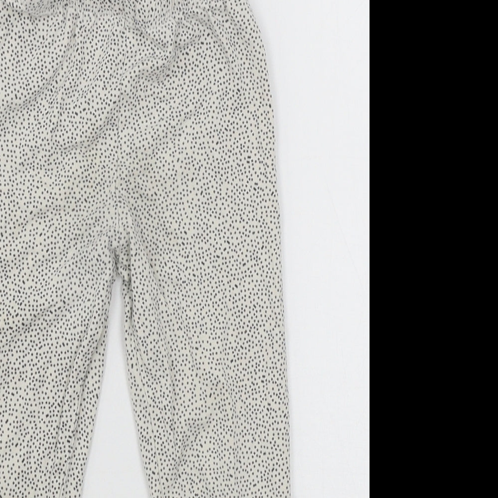 TU Girls White Polka Dot Jersey Jogger Trousers Size 3-4 Years