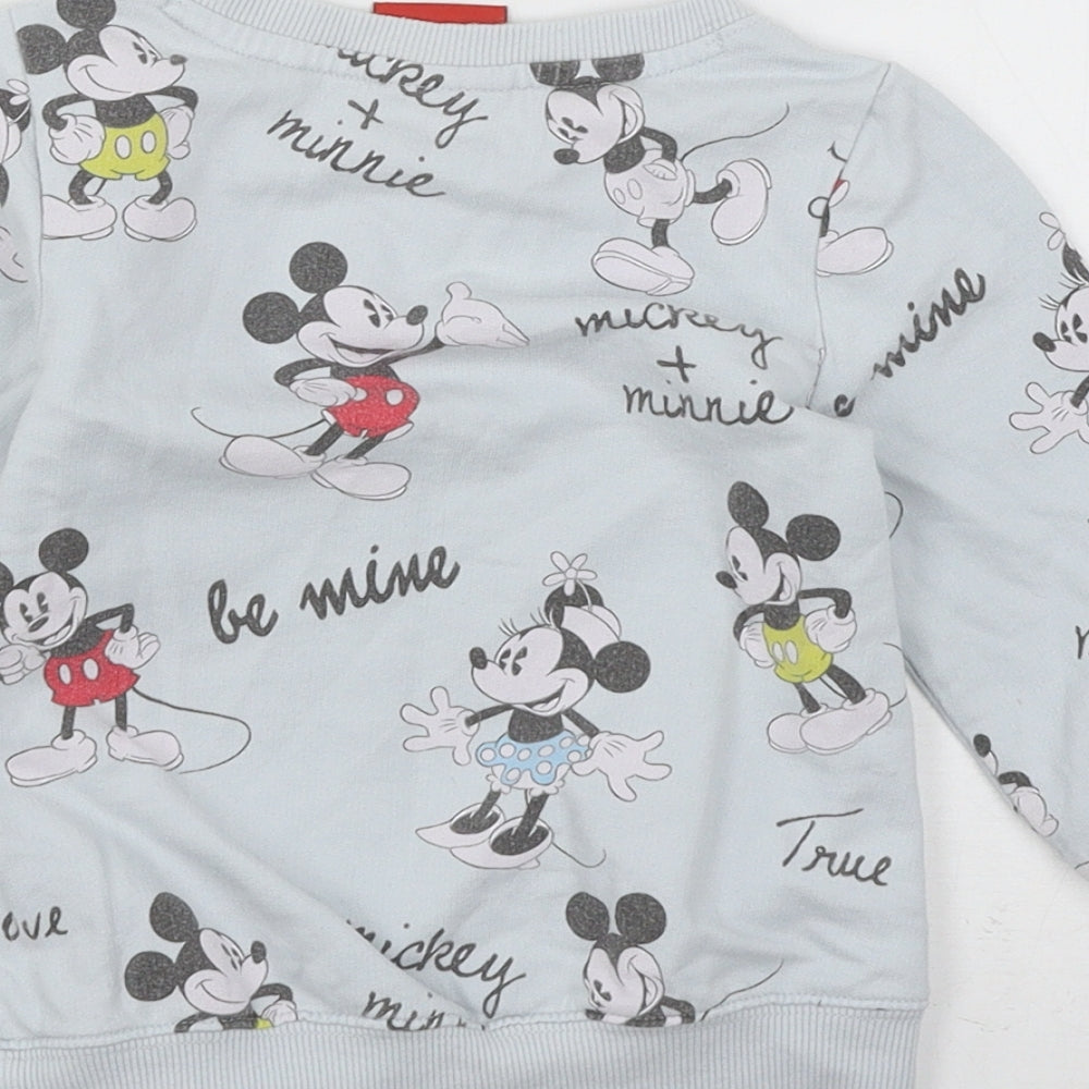 NEXT Girls Blue Geometric Jersey Pullover Sweatshirt Size 3 Years  - Minnie Mickey