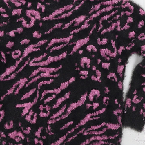 TU Girls Black Animal Print Knit Pullover Jumper Size 4 Years