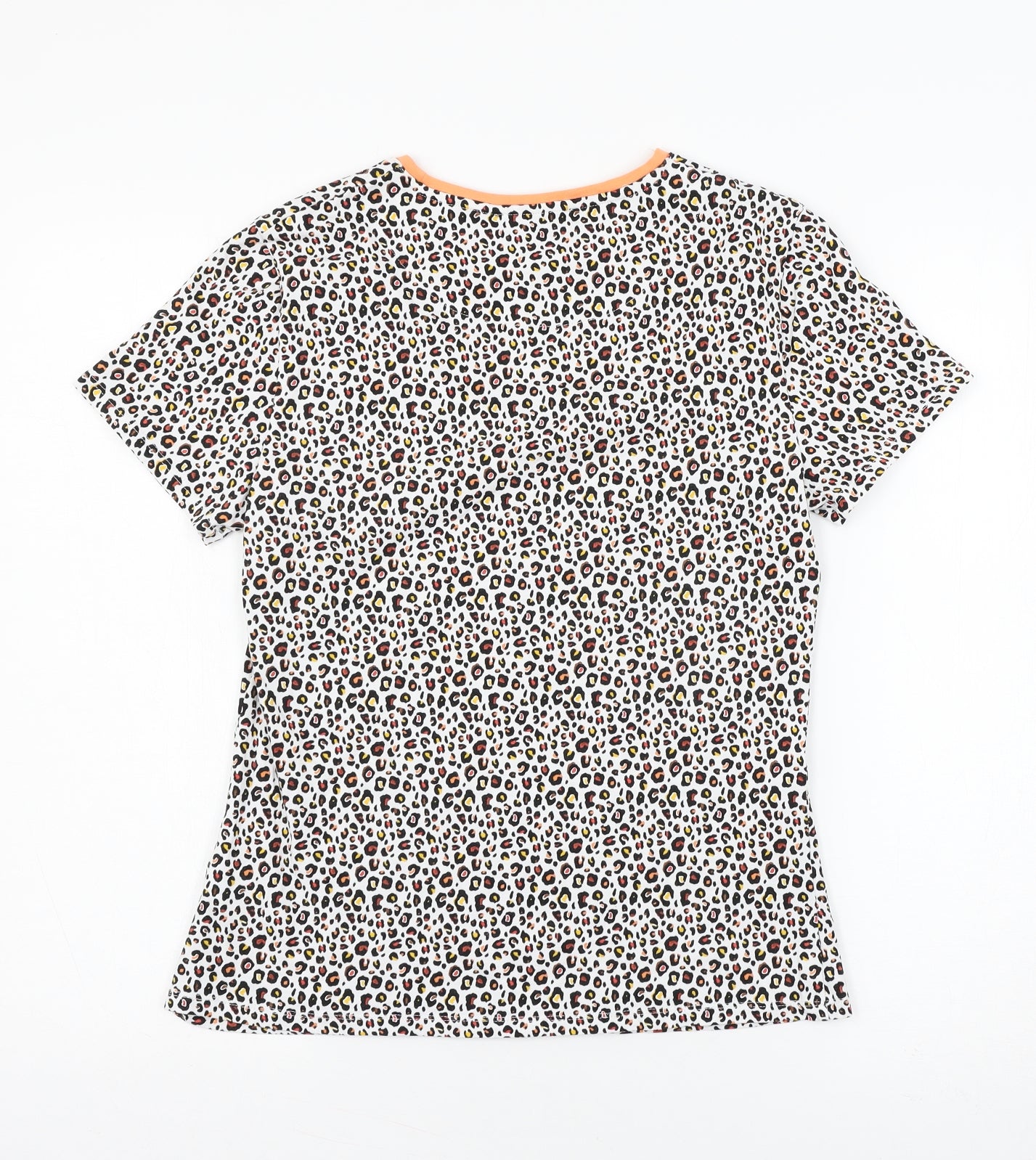 Marks and Spencer Womens White Animal Print Jersey Basic T-Shirt Size 12