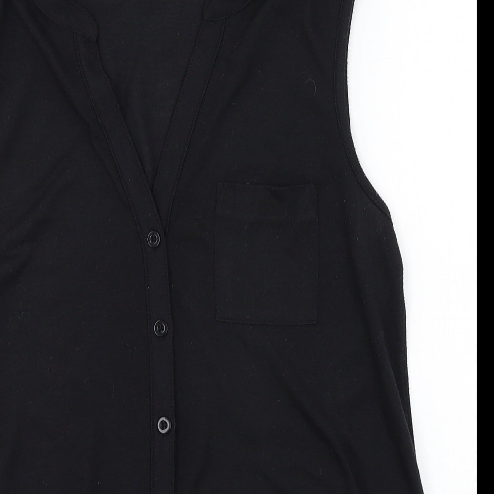 Miss Selfridge Womens Black  Jersey Basic Button-Up Size 10