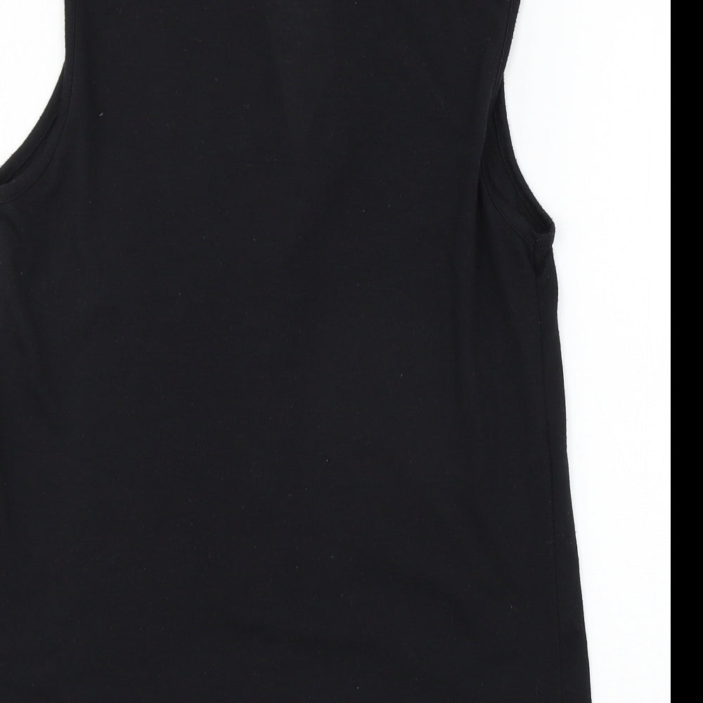 Miss Selfridge Womens Black  Jersey Basic Button-Up Size 10