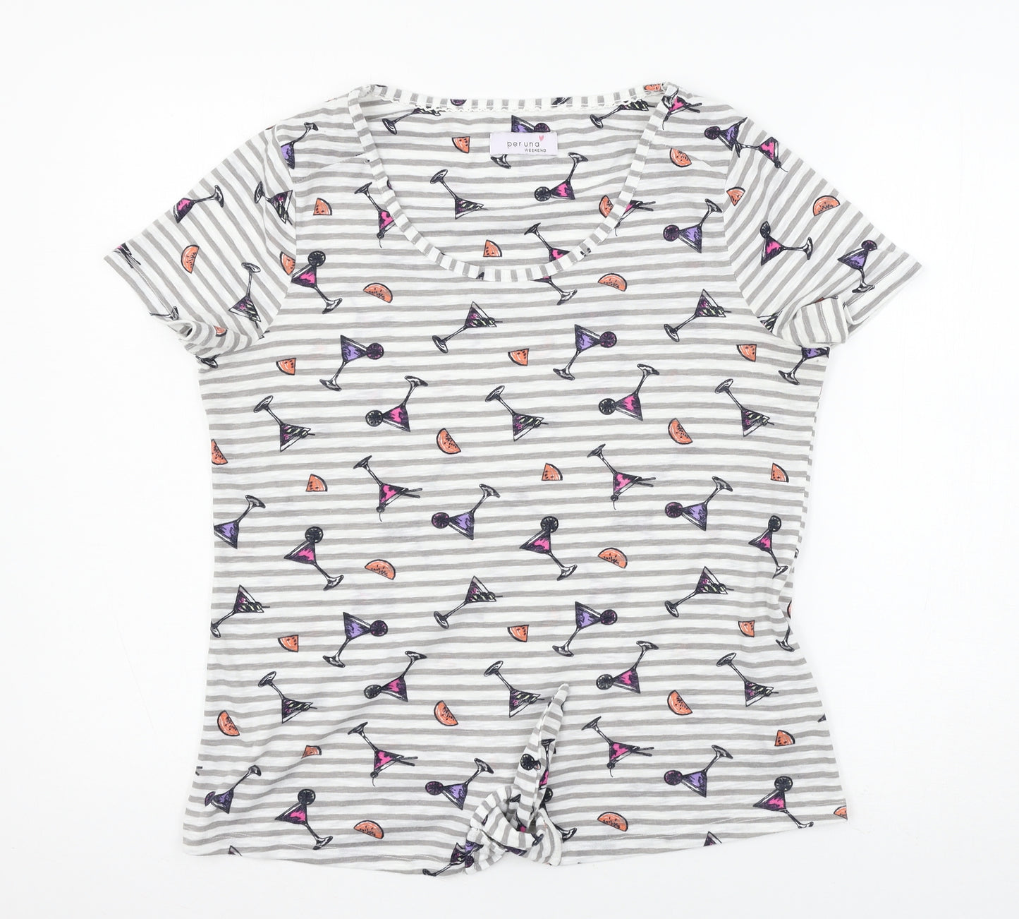 Marks and Spencer Womens Gold Geometric Jersey Basic T-Shirt Size 12