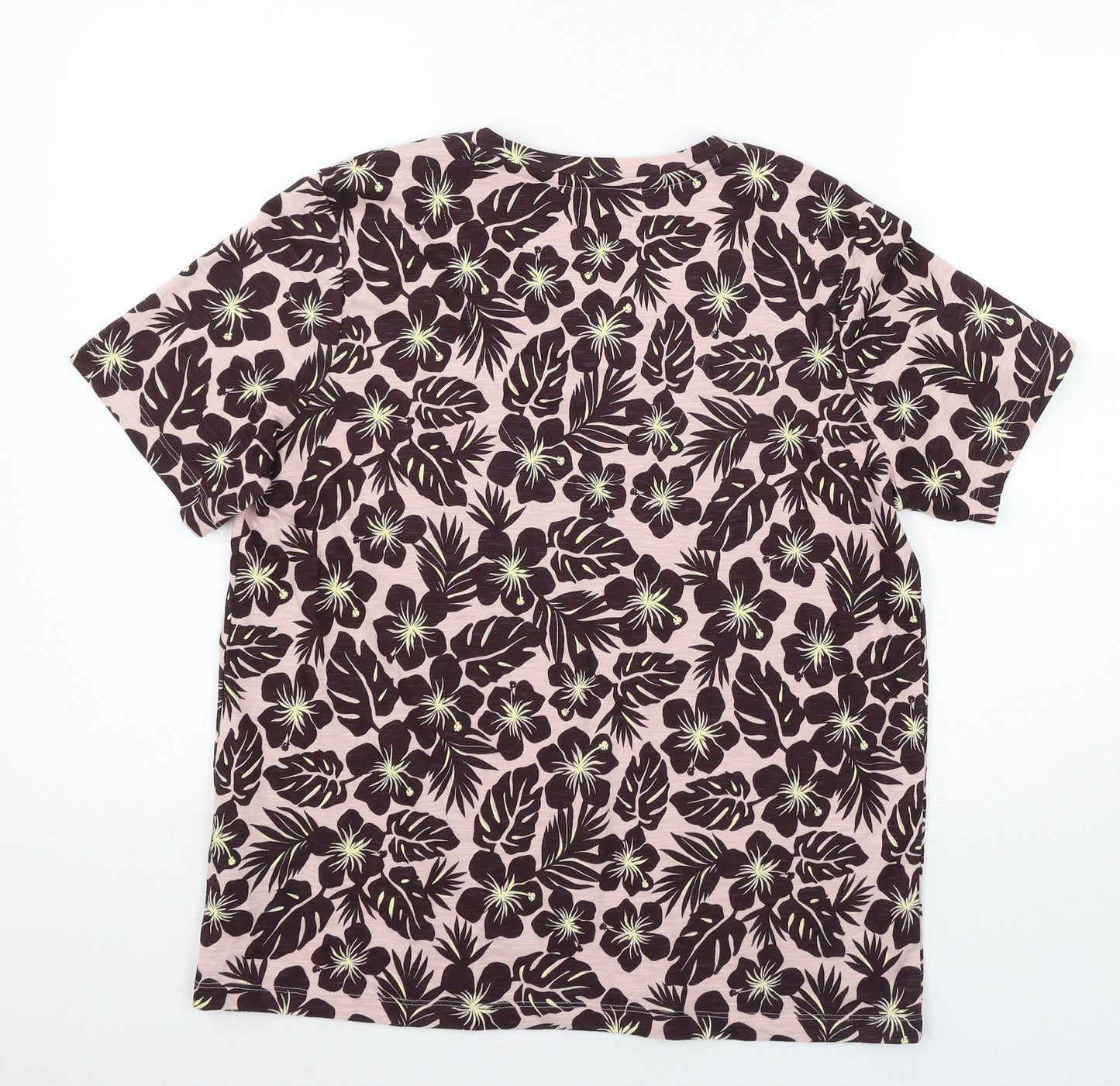 Marks and Spencer Womens Pink Floral Jersey Basic T-Shirt Size 12