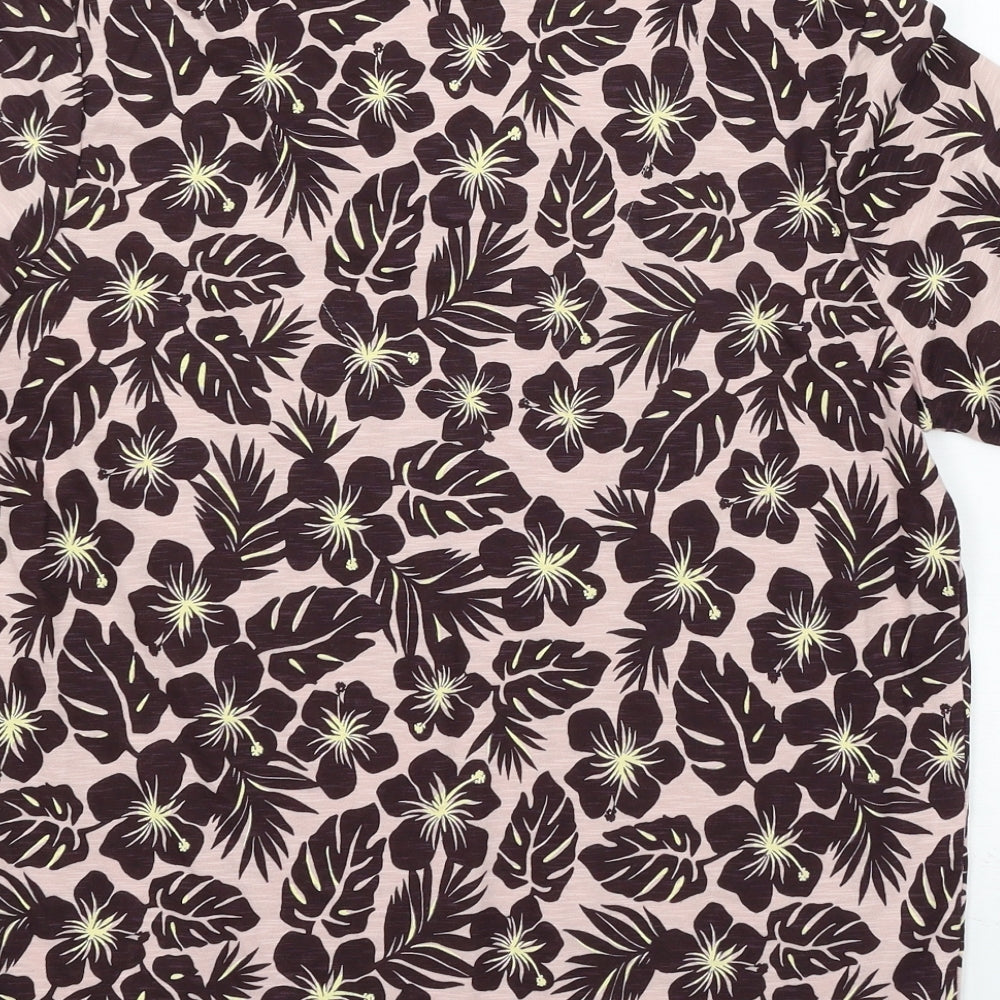 Marks and Spencer Womens Pink Floral Jersey Basic T-Shirt Size 12