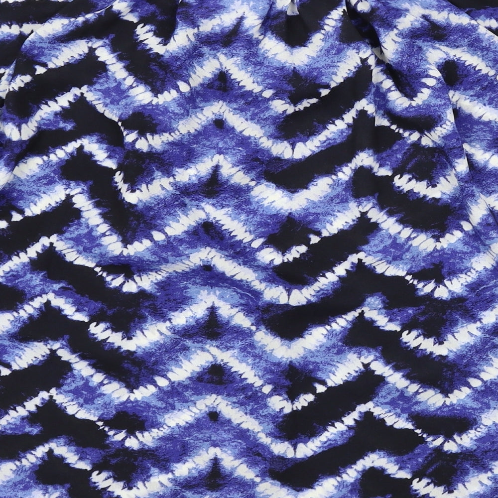 Peacocks Womens Blue Geometric  Basic Blouse Size 12