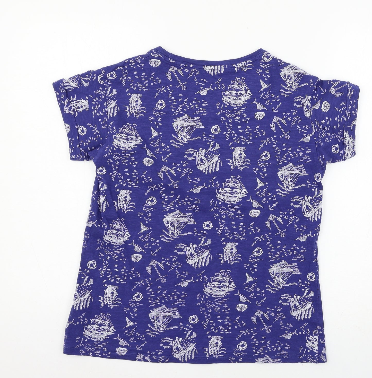 Marks and Spencer Womens Blue  Jersey Basic T-Shirt Size 10  - Boats