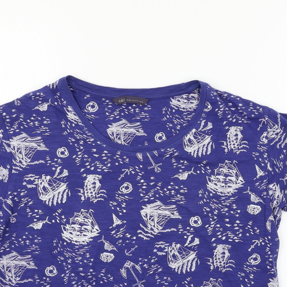 Marks and Spencer Womens Blue  Jersey Basic T-Shirt Size 10  - Boats