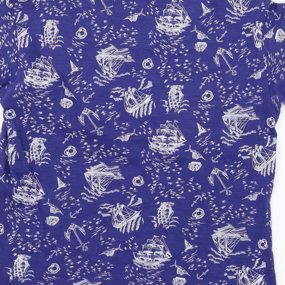 Marks and Spencer Womens Blue  Jersey Basic T-Shirt Size 10  - Boats