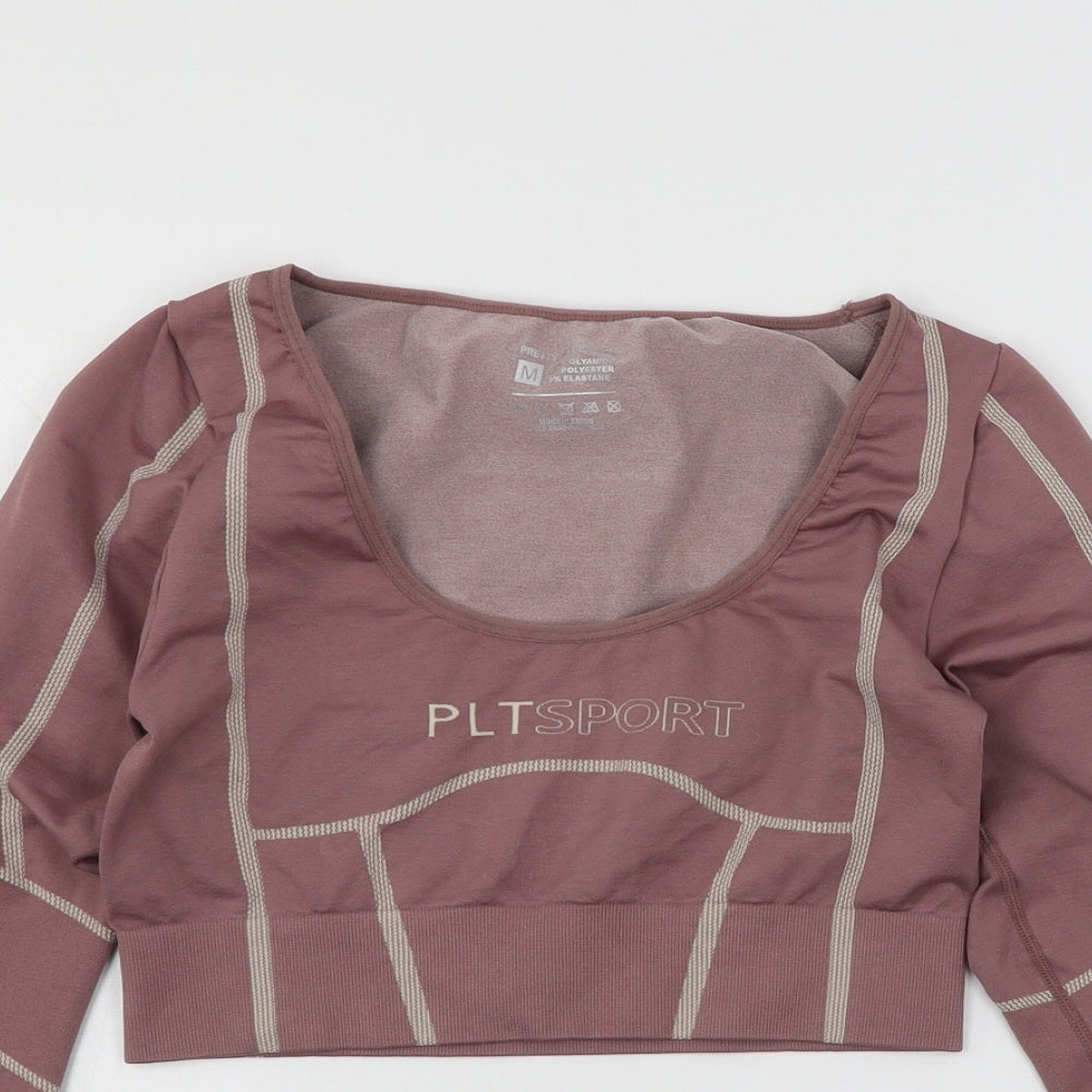 PRETTYLITTLETHING Womens Purple Geometric Jersey Basic T-Shirt Size M