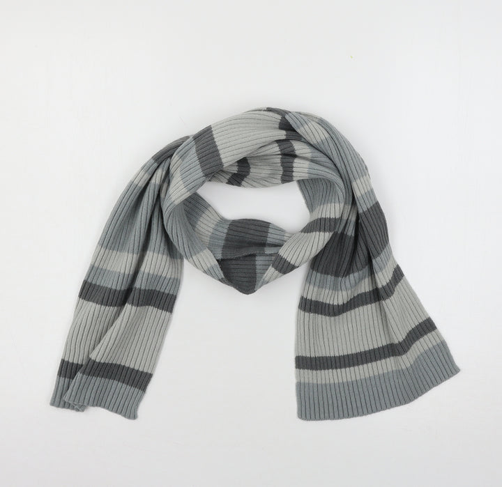 Preworn Mens Blue Striped Knit Rectangle Scarf Scarf One Size
