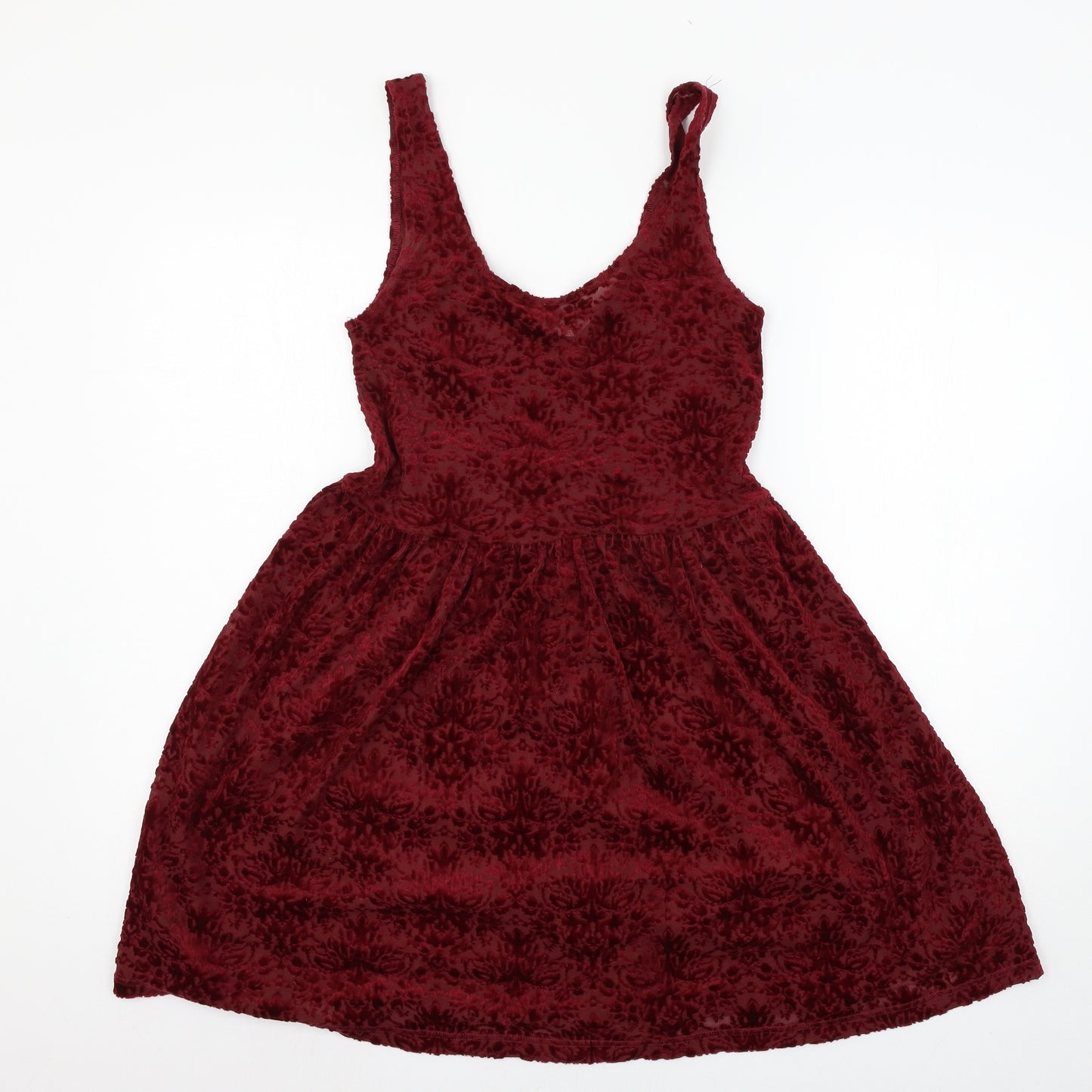 Miss Selfridge Womens Red Striped  Skater Dress  Size 10