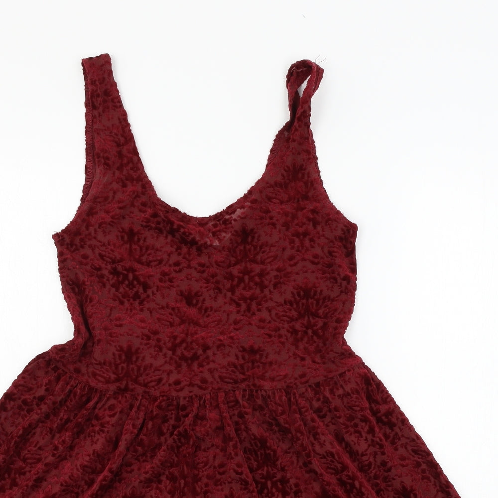 Miss Selfridge Womens Red Striped  Skater Dress  Size 10