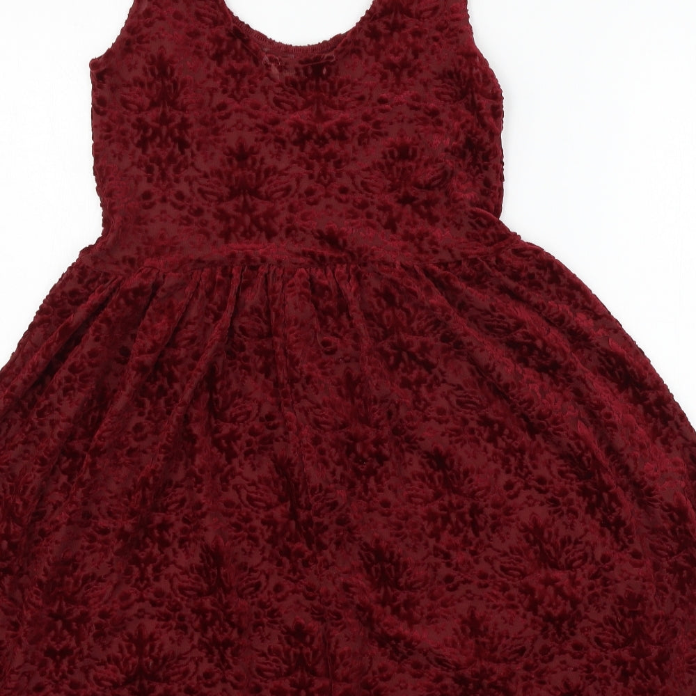 Miss Selfridge Womens Red Striped  Skater Dress  Size 10