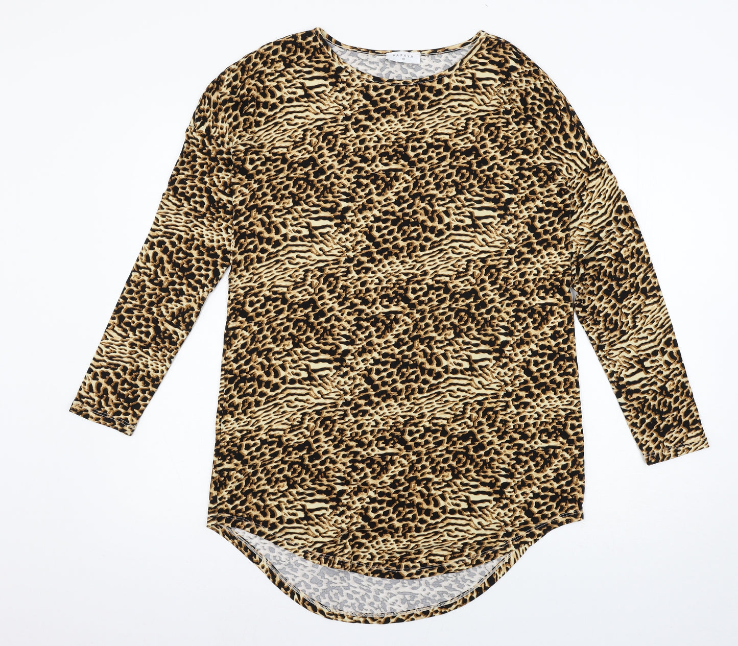 Papaya Womens Brown Animal Print Jersey T-Shirt Dress  Size 10