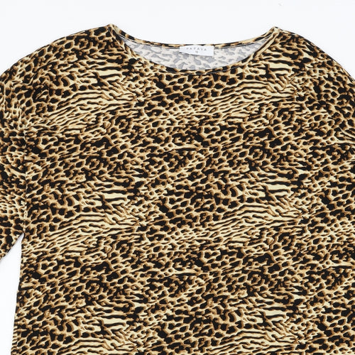 Papaya Womens Brown Animal Print Jersey T-Shirt Dress  Size 10