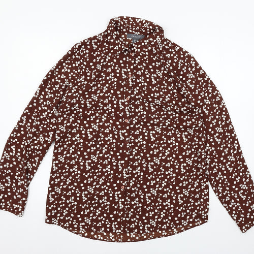Primark Womens Brown Animal Print  Basic Button-Up Size 12
