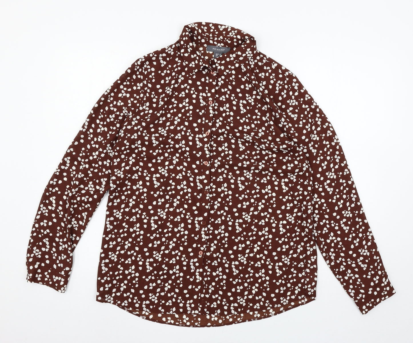 Primark Womens Brown Animal Print  Basic Button-Up Size 12