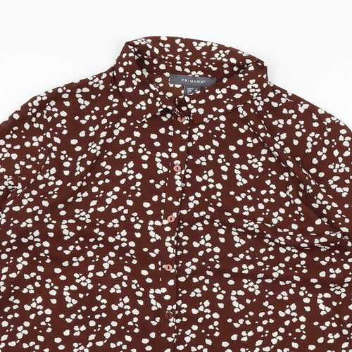 Primark Womens Brown Animal Print  Basic Button-Up Size 12