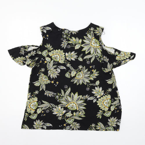 Preworn Womens Black Geometric Jersey Basic Blouse Size 12
