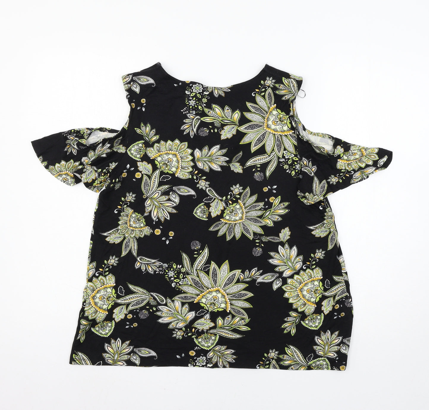 Preworn Womens Black Geometric Jersey Basic Blouse Size 12