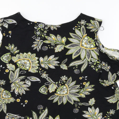 Preworn Womens Black Geometric Jersey Basic Blouse Size 12