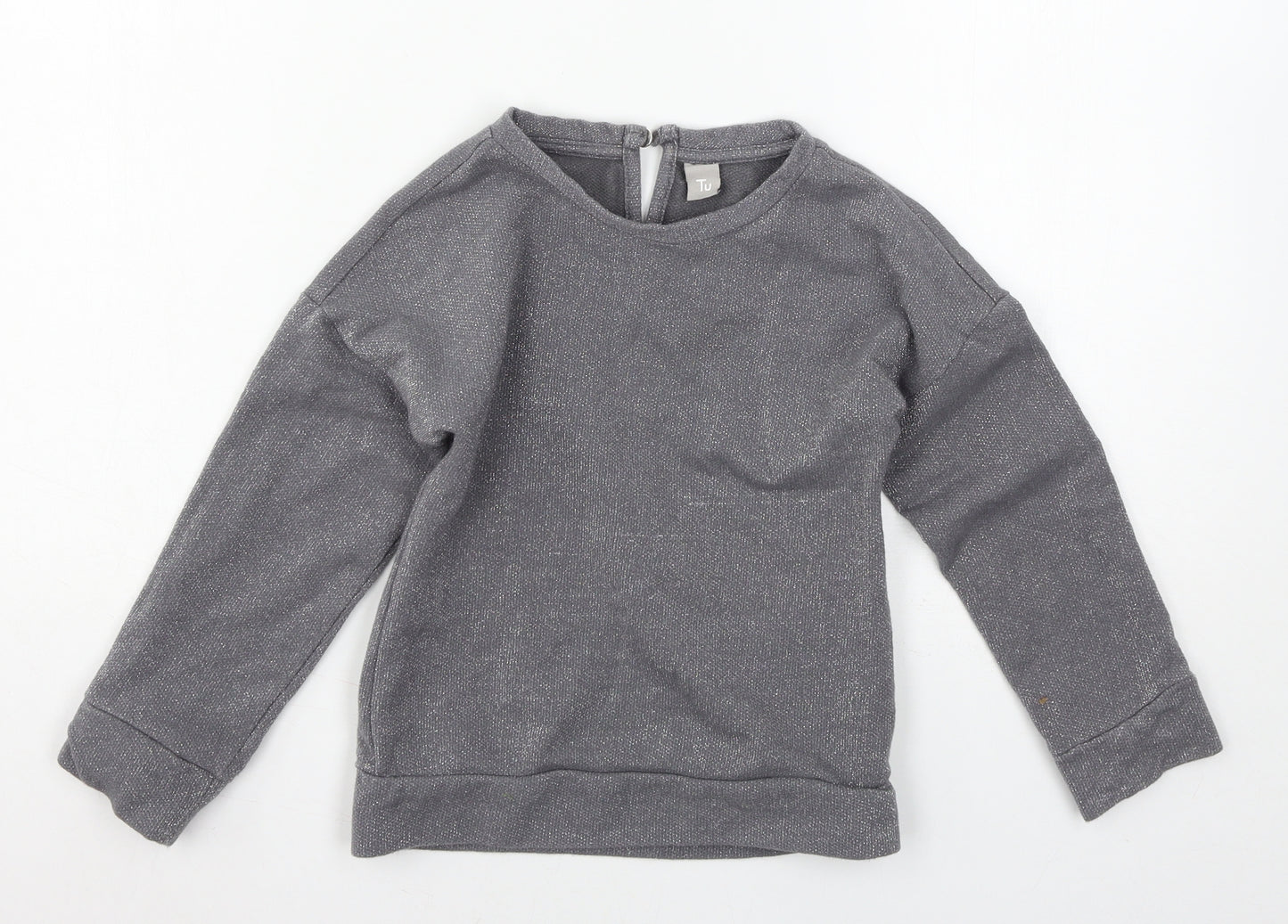 TU Girls Grey  Jersey Pullover Sweatshirt Size 7 Years